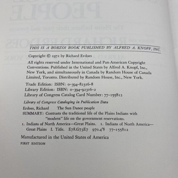 The Sun Dance People Richard Erdoes 1st Ed illustrated hardback Book Dust Jacket - Picture 11 of 15